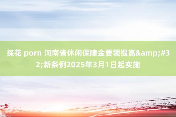 探花 porn 河南省休闲保障金要领提高&#32;新条例2025年3月1日起实施