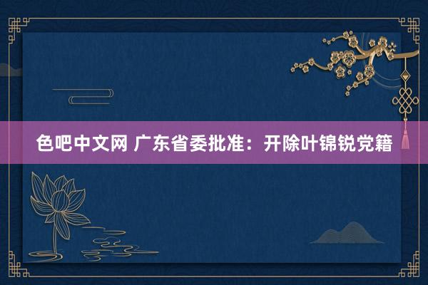 色吧中文网 广东省委批准：开除叶锦锐党籍