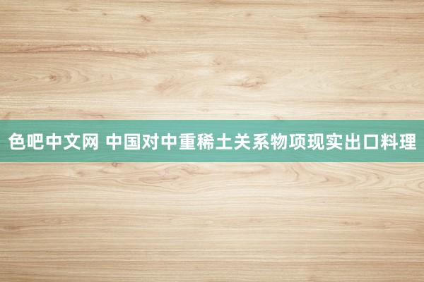 色吧中文网 中国对中重稀土关系物项现实出口料理