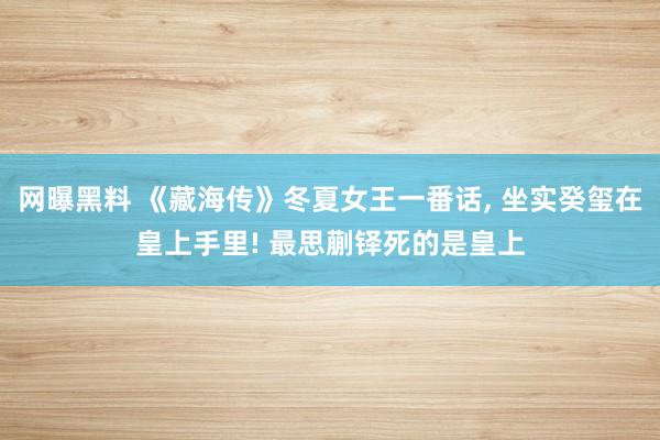 网曝黑料 《藏海传》冬夏女王一番话， 坐实癸玺在皇上手里! 最思蒯铎死的是皇上