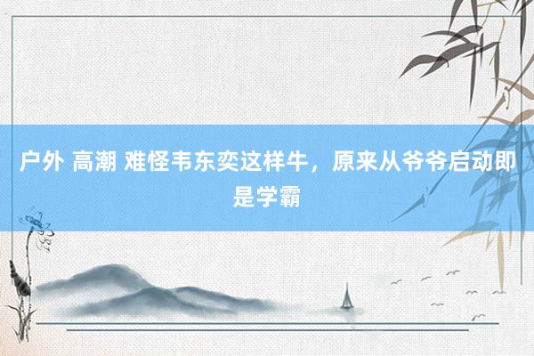 户外 高潮 难怪韦东奕这样牛，原来从爷爷启动即是学霸